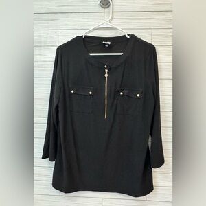 Anne Klein Black Zipper Blouse - L